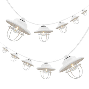 Indoor/Outdoor 10 ft. Rustic Farmhouse Incandescent G40 Metal Cage Shade String Lights